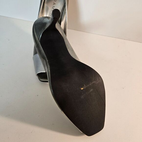 Rampage Size 7.5 Mystic Silver Peep Square Toe Stiletto Heels - Picture 6 of 7